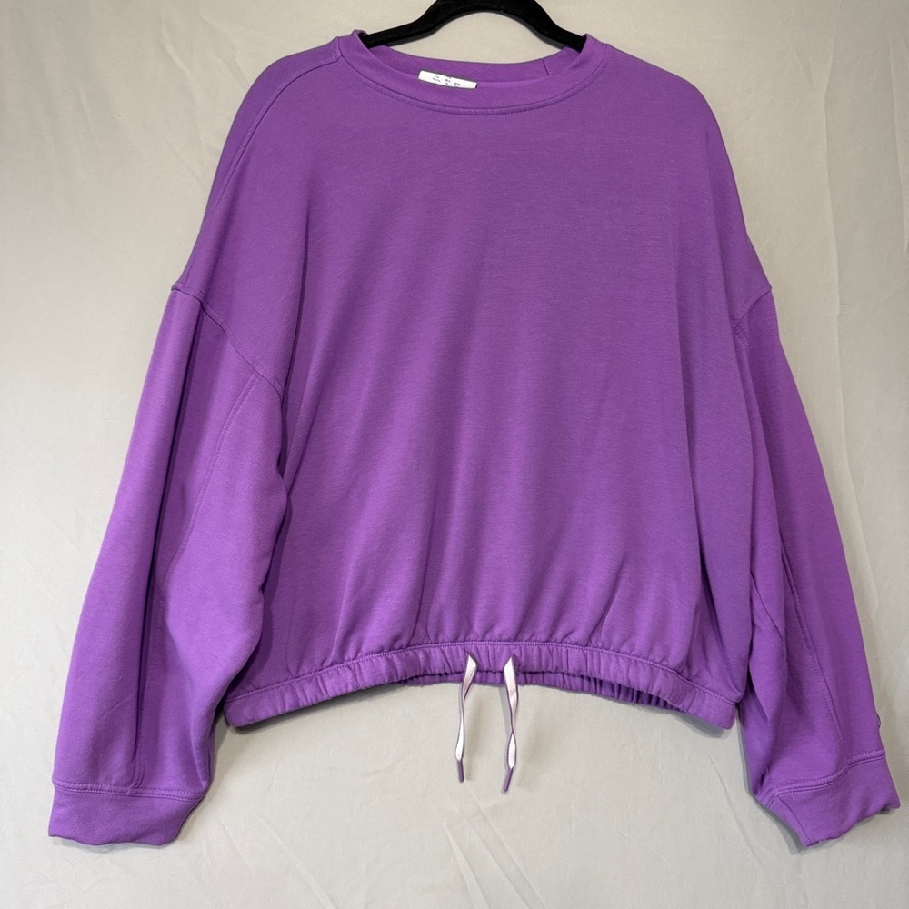 Champion Womens Pullover Sweater XL Purple Drop Shoulder Lounge Comfy Workout